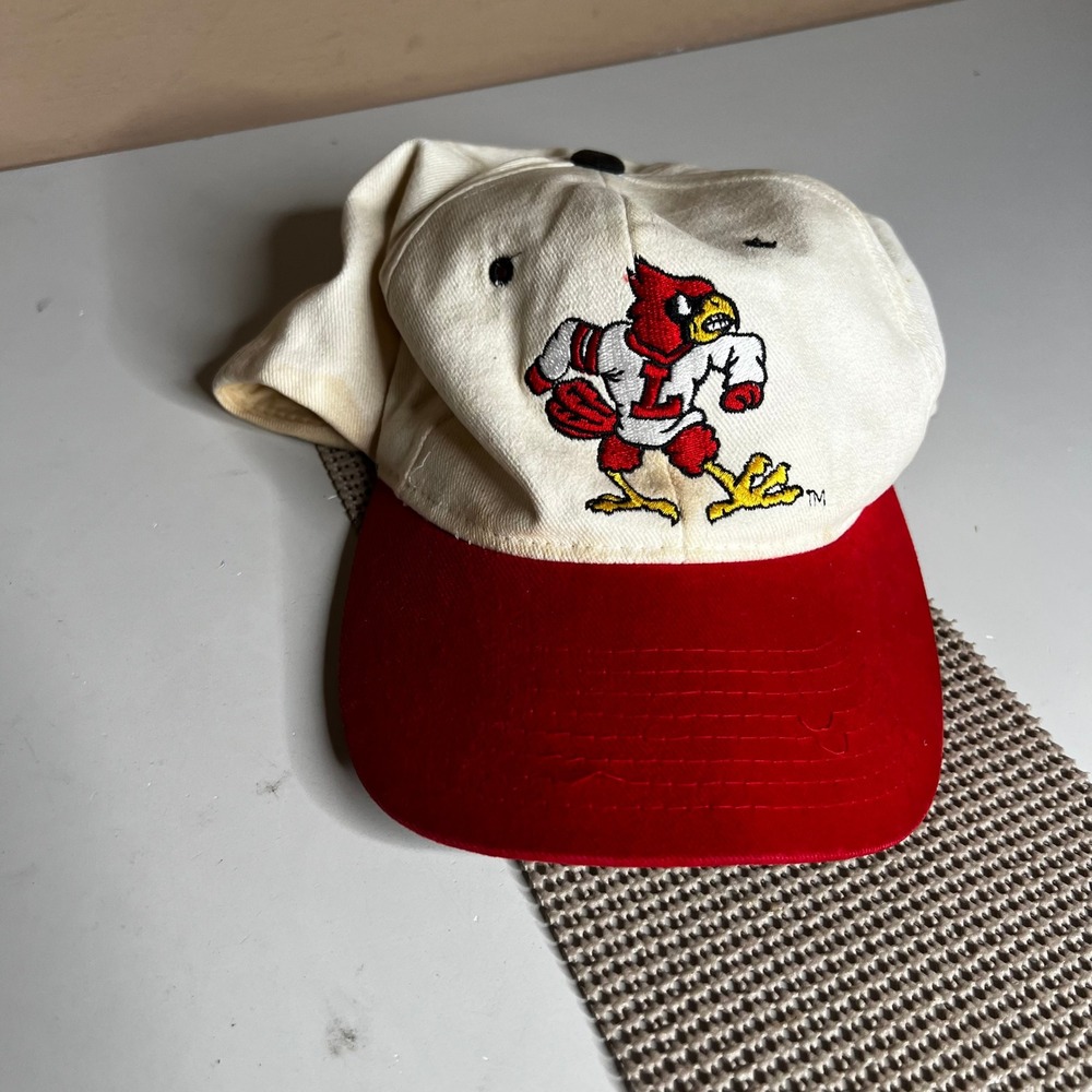 Vintage Starter Louisville Cardinals Snapback Hat Cream Red 90s NCAA Cap